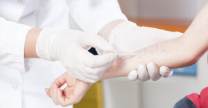 Allergy doctor testing child for allergies